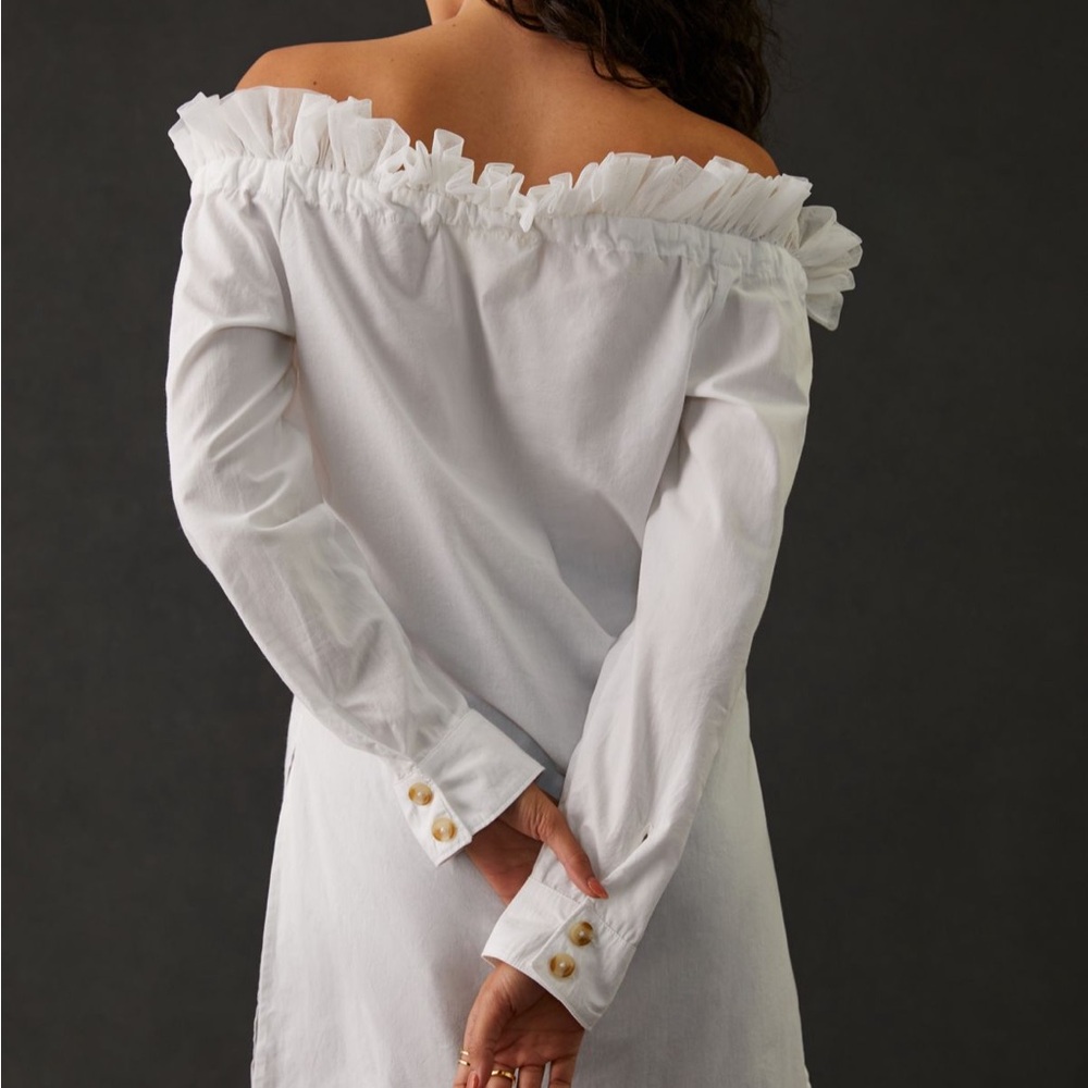 White Off-Shoulder Ruffle Blouse - Picture 4 of 4
